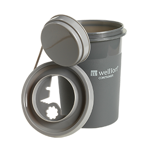 Wellion Sharps Container 0,7l: Used pen needles should be disposed of in a suitable sharps container, preferably in the puncture-proof Wellion disposal container.
