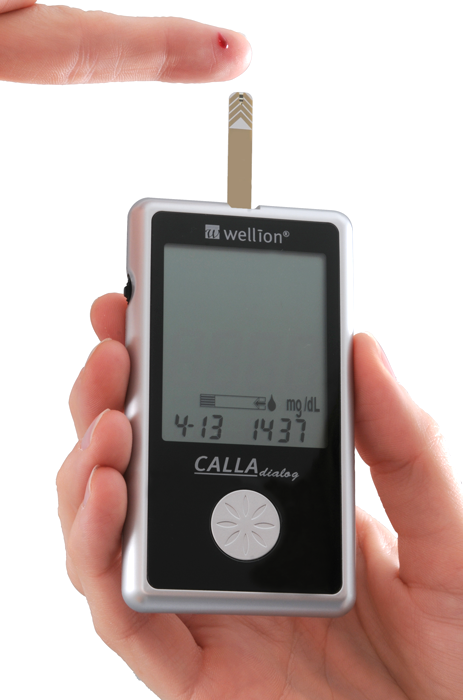 enables blind and visually impaired people a simple and accurate blood glucose measurement, with voice function