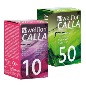 Wellion CALLA blood glucose test strips packaging