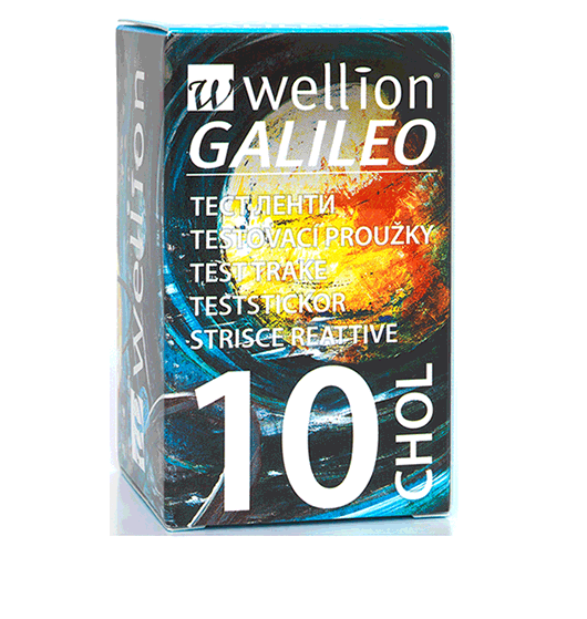 Wellion GALILEO Cholesterol Teststrips - for the Wellion GALILEO GLU / CHOL Meter. Plasma-calibrated. For self-testing by individuals at home or clinical settings by healthcare professionals. Picture