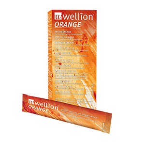 Wellion ORANGE Invert Sugar Syrup works extremely fast and brings immediate energy. The bags are easy to open. One bag contains 10-15g of carbohydrates. The best help when you are on the road or doing sports. Picture