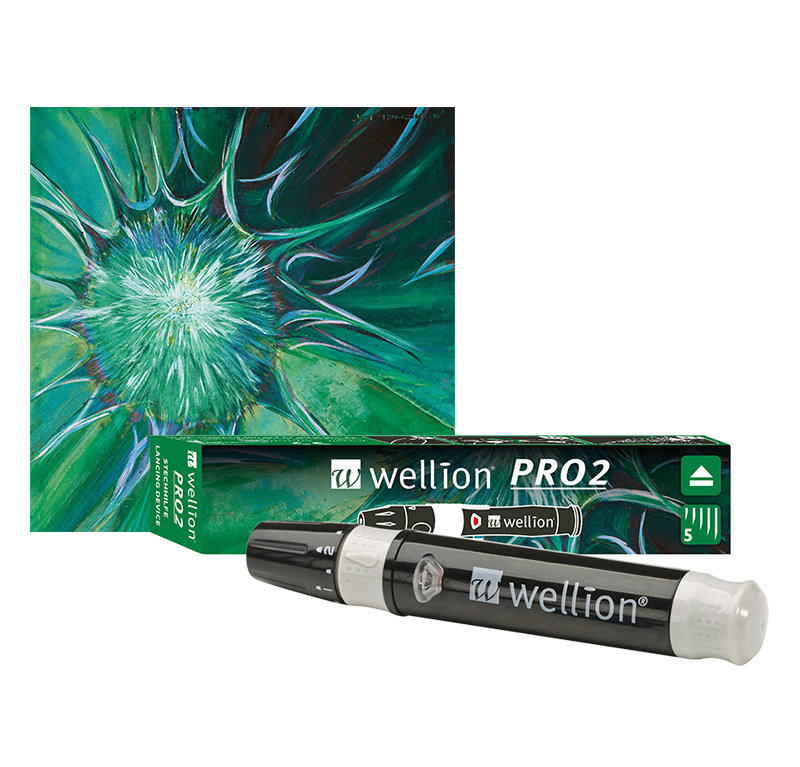 The modern Wellion PRO 2 lancing device provides a maximum of safety and comfort by taking a blood sample. Picture